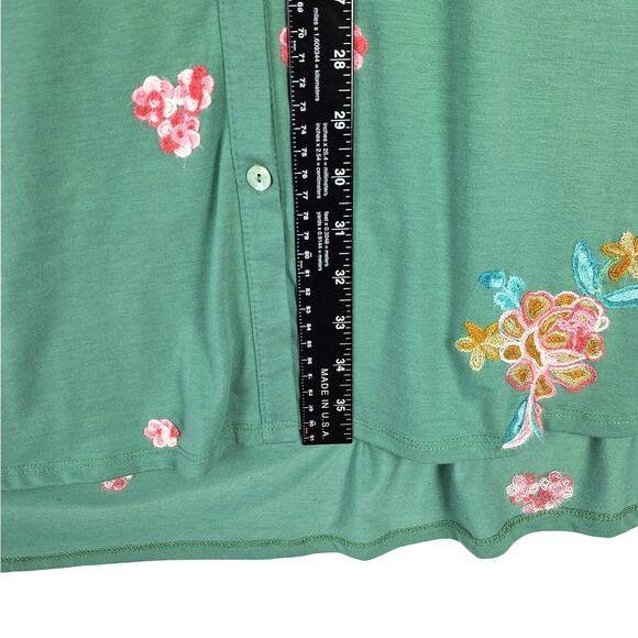 Womens Dress Medium Green Boho Chic Cottage Embroidered Spring Floral Shift - Picture 4 of 6